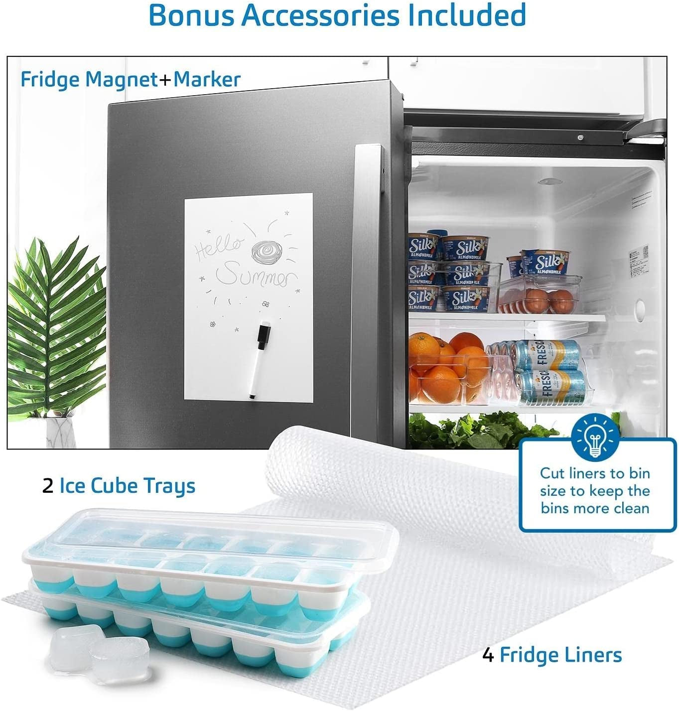 Fridge Organizer - 8 Pieces Refrigerator Organizer Bins - Pantry Organization and Storage for Fridge & Refrigerator- BPA Free Freezer Organizer Bins