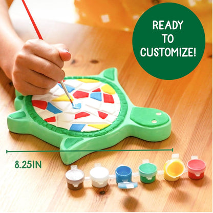 92849 Paint Your Own Turtle Stepping Stone by Horizon Group Usa, 6 Paint Pots and Brush Included, Assorted