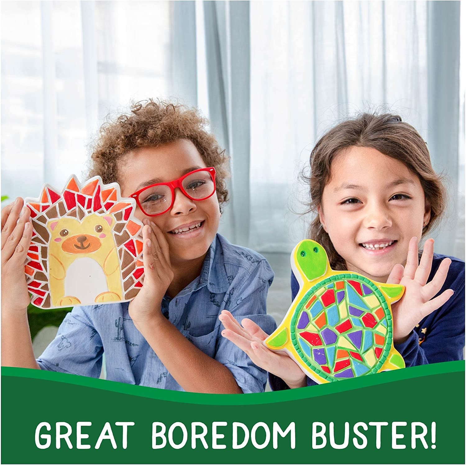 92849 Paint Your Own Turtle Stepping Stone by Horizon Group Usa, 6 Paint Pots and Brush Included, Assorted